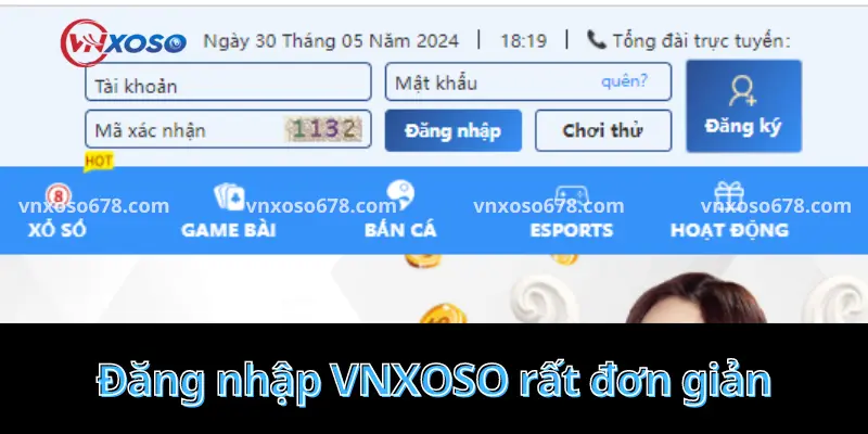 Đăng nhập VNXOSO rất đơn giản